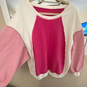 Pink and White 💕Vintage-y Vibze 💕Colorblock Sweatshirt